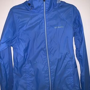blue columbia rain jacket